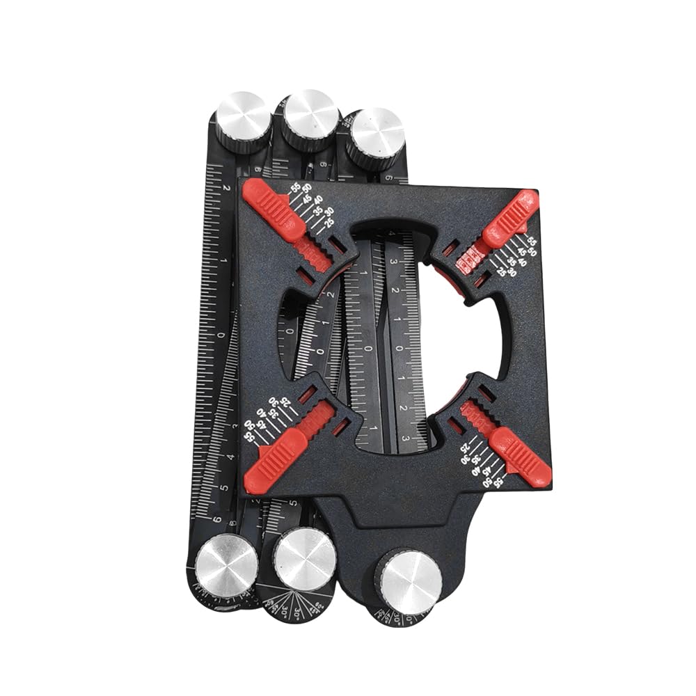Alnicov Aluminum Alloy Multi-Angle Measuring Ruler 6-Sided Tile Hole Jig Tool with Punch Locator Portable Angle Measuring Instrument for Tile Woodworking DIY Projects - Image 3
