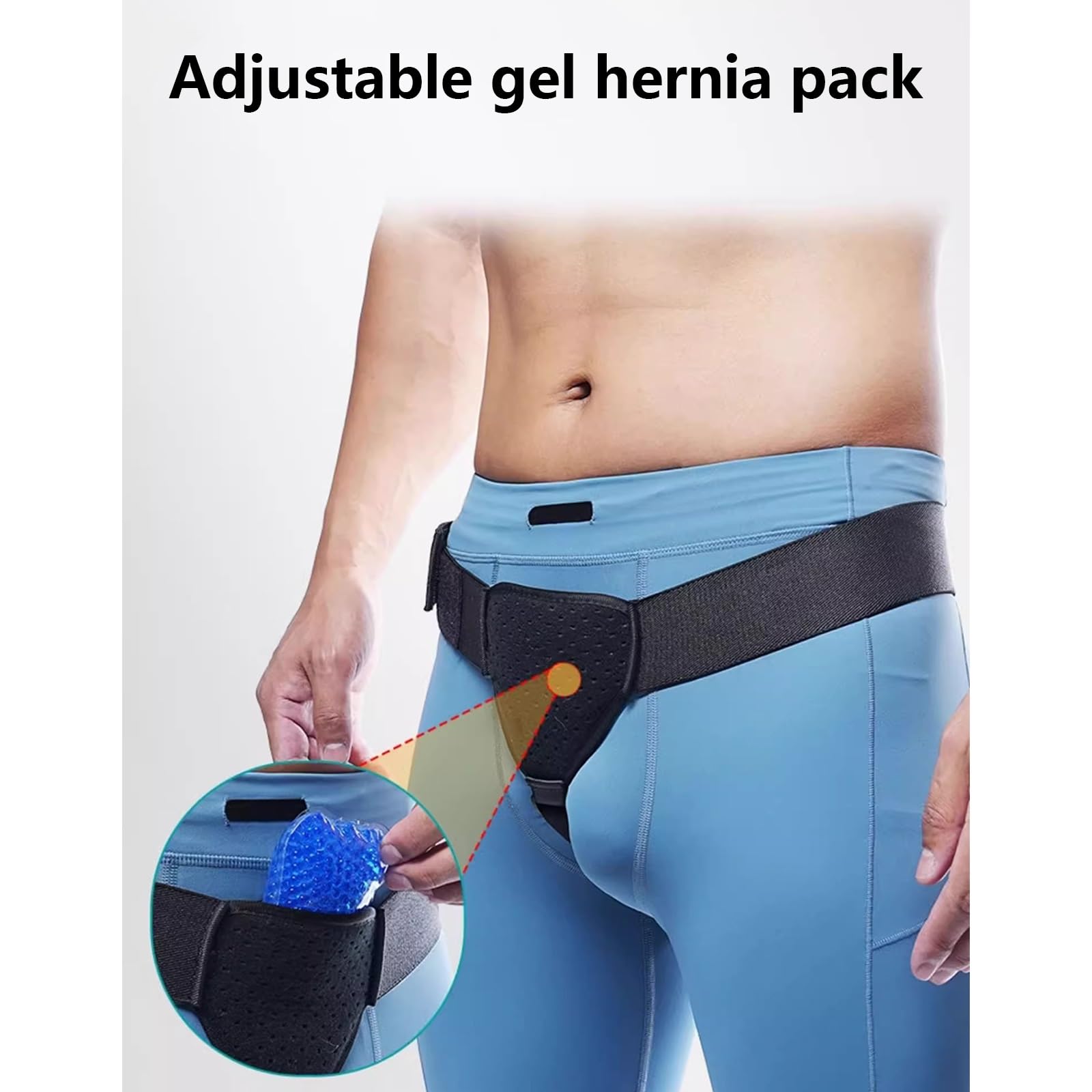 Fascia Ernia Inguinale Uomo, Fascia Ernia Ombelicale Uomo, Cinto Erniario, Cuscinetto di Compressione Rimovibile, Tutore per Ernia Regolabile per la Riparazione ernia, Comodo E Regolabile