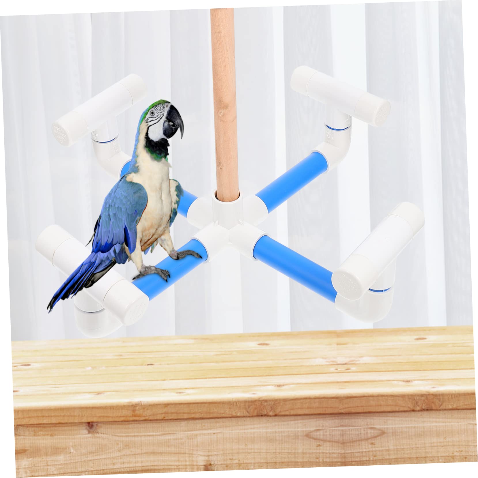 Juguete Giratorio de Madera para Loros, Juguete de Carrusel para Pájaros, Accesorio de Entretenimiento y Ejercicio para Jaula de Mascotas