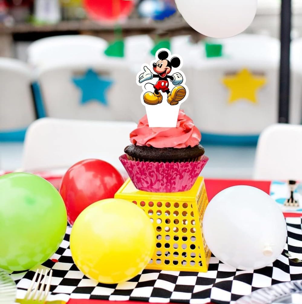 25pcs Mickey Cake Decorations with 24pcs Cupcake Toppers, 1pcs Cake Topper for Mickey Birthday Party Supplies
