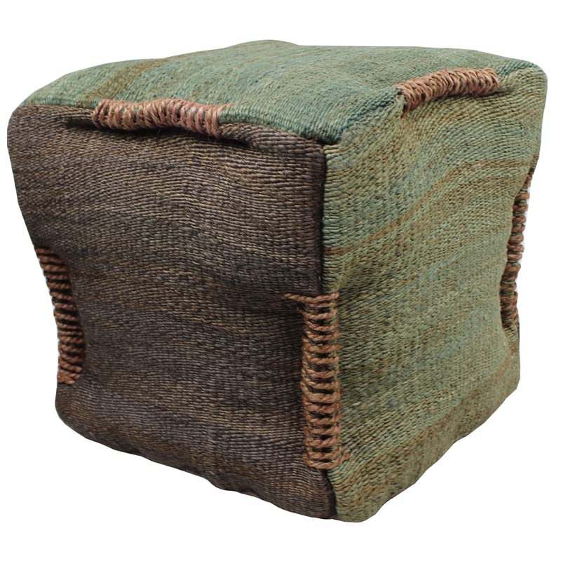 Moti Andy Pouf Upholstered in Green Fabric