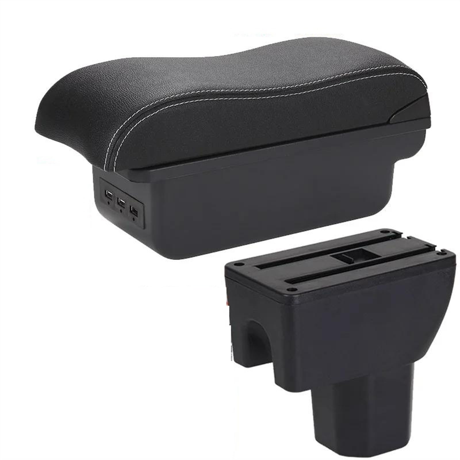Scatola Bracciolo Con Supporto Multifunzionale Accessori Per La Modifica Degli Interni Dell'auto Imbottiti In PU Per IGNIS Consolle centrale(B3 Black white 3USB)