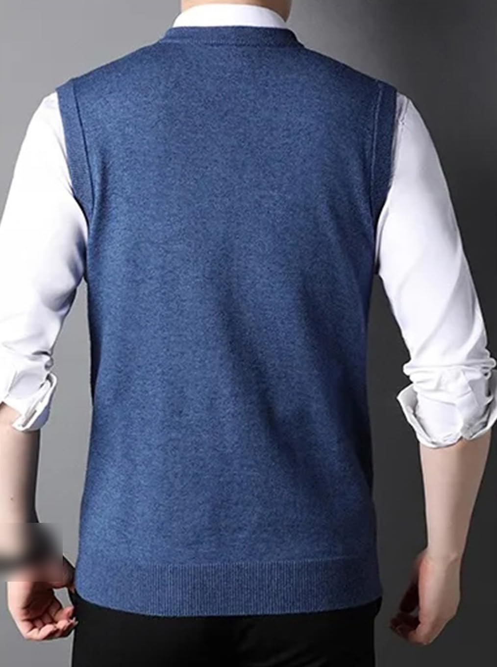 Rfmfkkg Suéter de punto sin mangas para hombre, chaleco de punto con cuello en V para negocios, casual