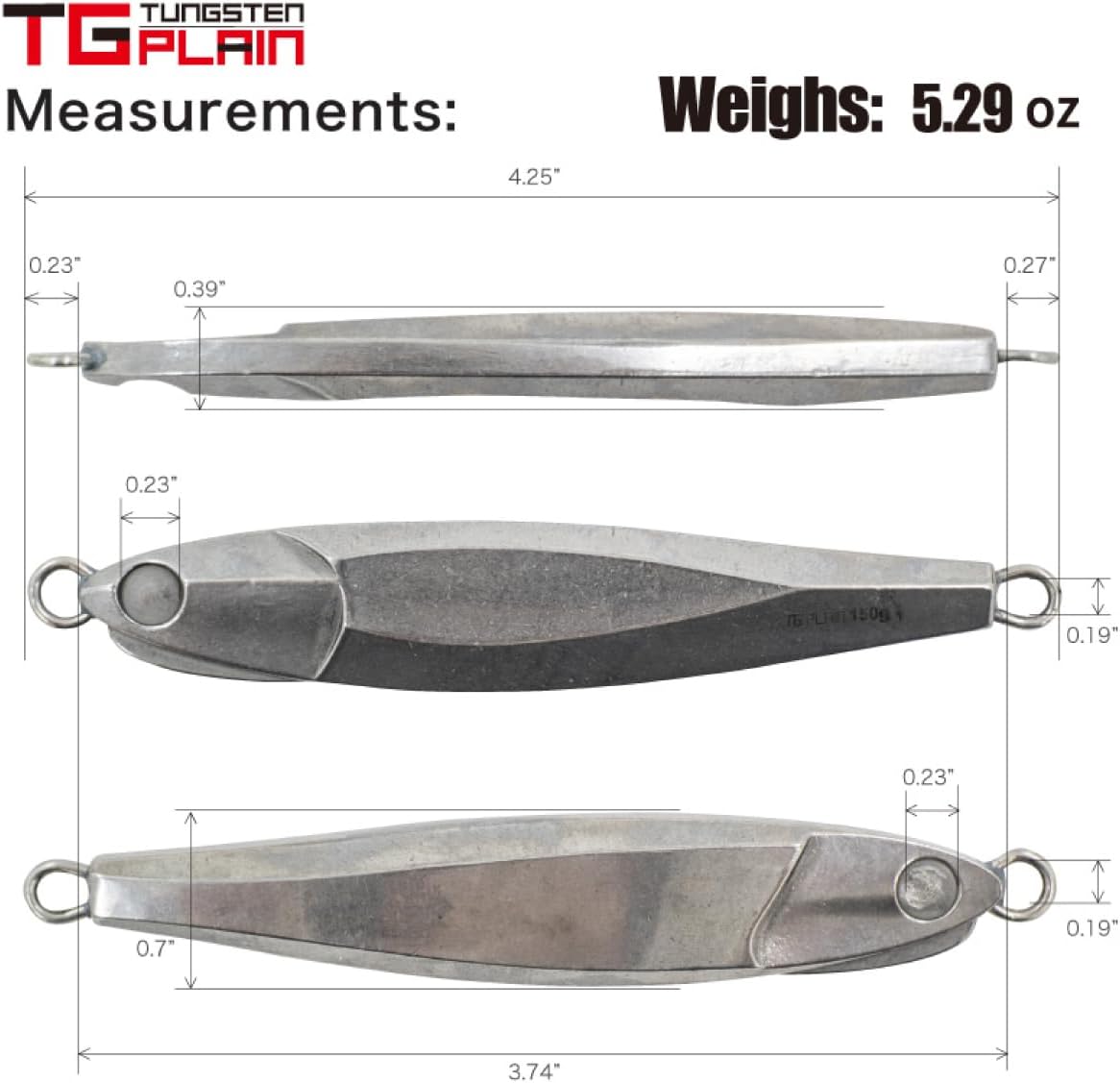 FUNKS TG Plain Tungsten Jig 150g 5.3oz Saltwater Fishing Jigs Metal Jigging Lure Deep Sea for Bass Unpainted with Paper Templates Designed in Japan
