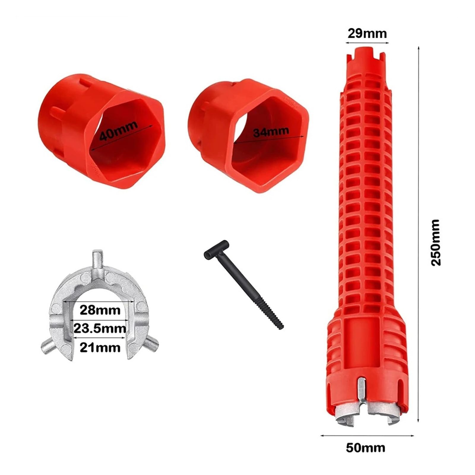 8 en 1 Sink Faucet Installer Wrench Double Head Extra Long Plumbing Tool (versión 8 en 1)