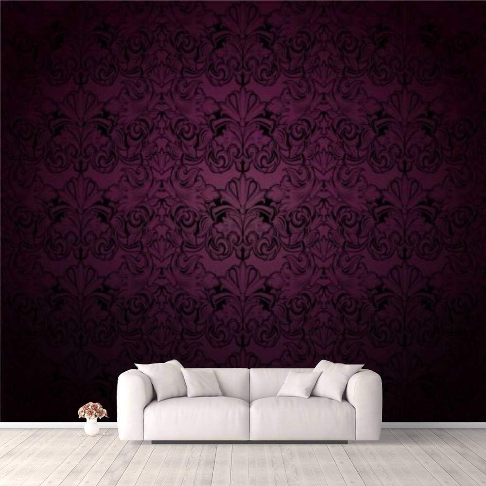 3D Wallpaper Royal vintage Gothic background in dark purple and black Royal vintage Self Adhesive Bedroom Living Room Dormitory Decor Wall Mural Stick And Peel Background Wall Ceiling Wardrobe Sticker Purple 98.4"x68.9"-250x175cm (WxH)