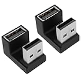 QIANRENON U-Shape Angle USB 3.1 Adapter Converter 10Gbps 180 Degree USB A Male to Female Coupler Connector, Support Data Transfer OTG 3A Charging, for PC Laptop Mobile Power, 2Pcs (Female Up)