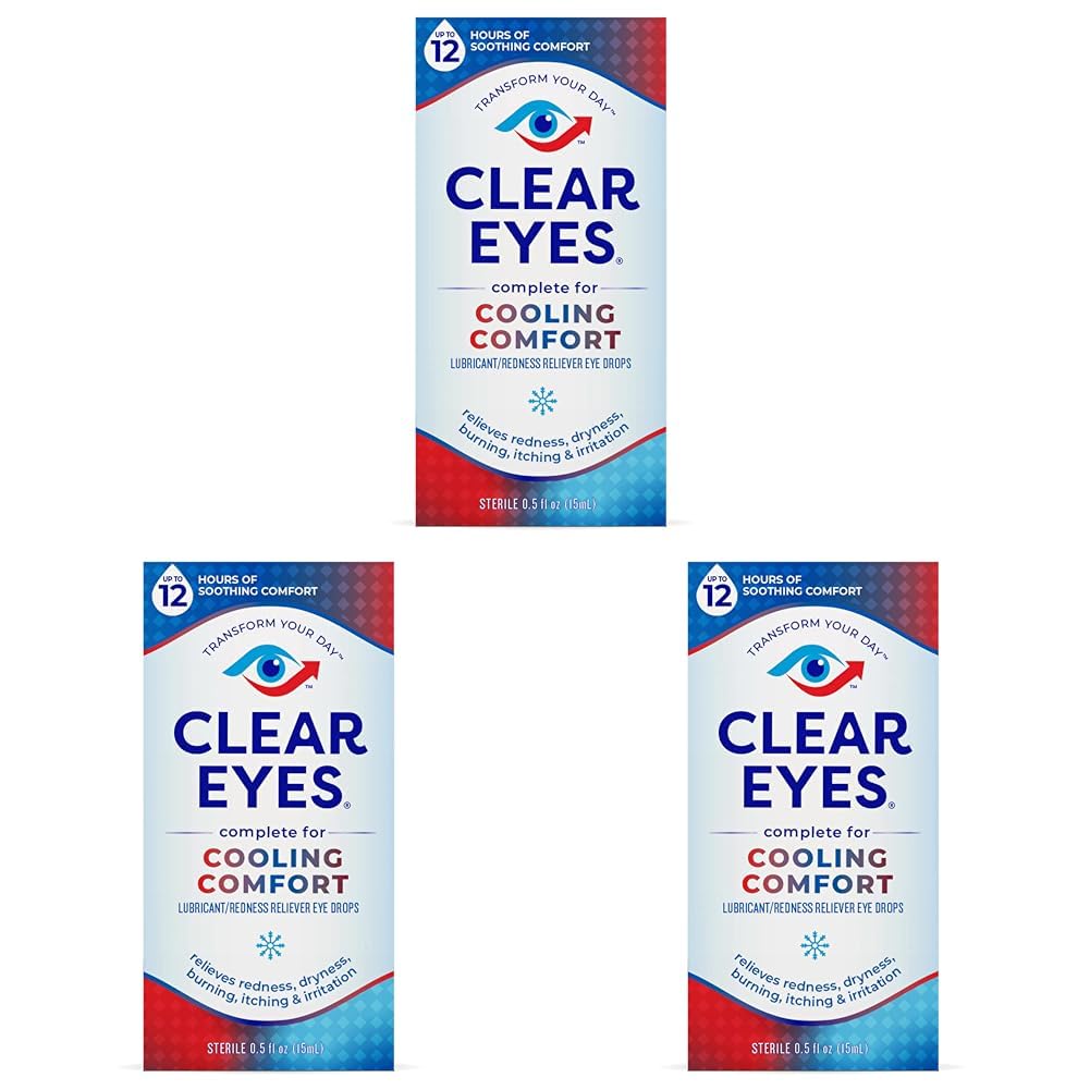 Clear Eyes Cooling Comfort Relief Eye Drops, 0.5 Fl Oz (Pack of 3)