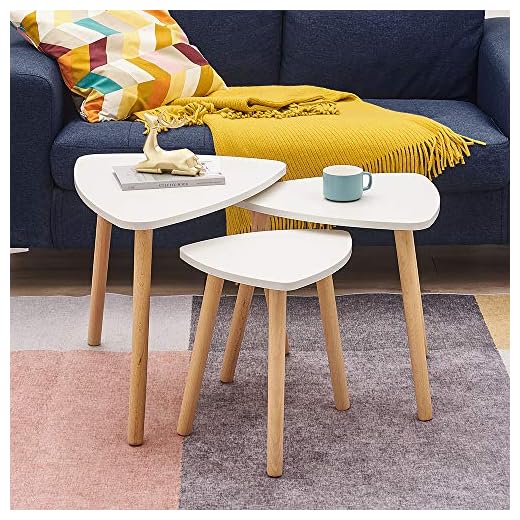 Panana Nest of 3 Tables Nesting End Side Coffee Table Telephone Bedside Sofa Table Drink Snack for Living Room Guest Reception Room White 21 Panana Nest of 3 Tables Nesting End Side Coffee Table Telephone Bedside Sofa Table Drink Snack for Living Room Guest Reception Room White
