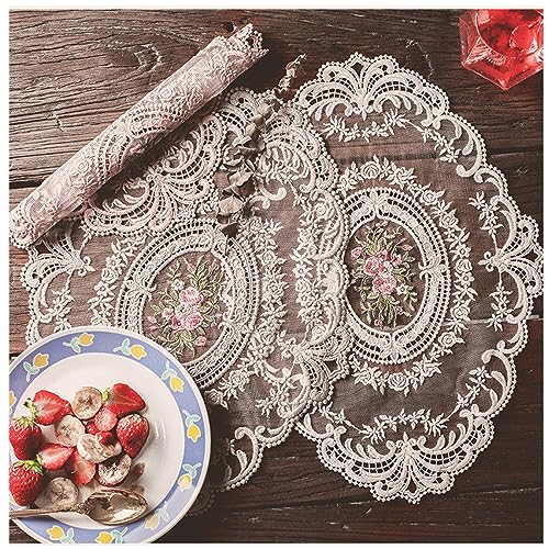 Retro Lace Placemats Set of 2, French Country Decor Doilies