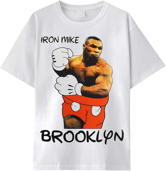 Amazon パロディ プリント Tシャツ ミッキー風 タイソン Iron Mike Brooklyn 男女兼用 ユニセックス ペアもおススメ 大きめサイズ ストリート 人気 リゾート 3804mt007 Tシャツ カットソー 通販