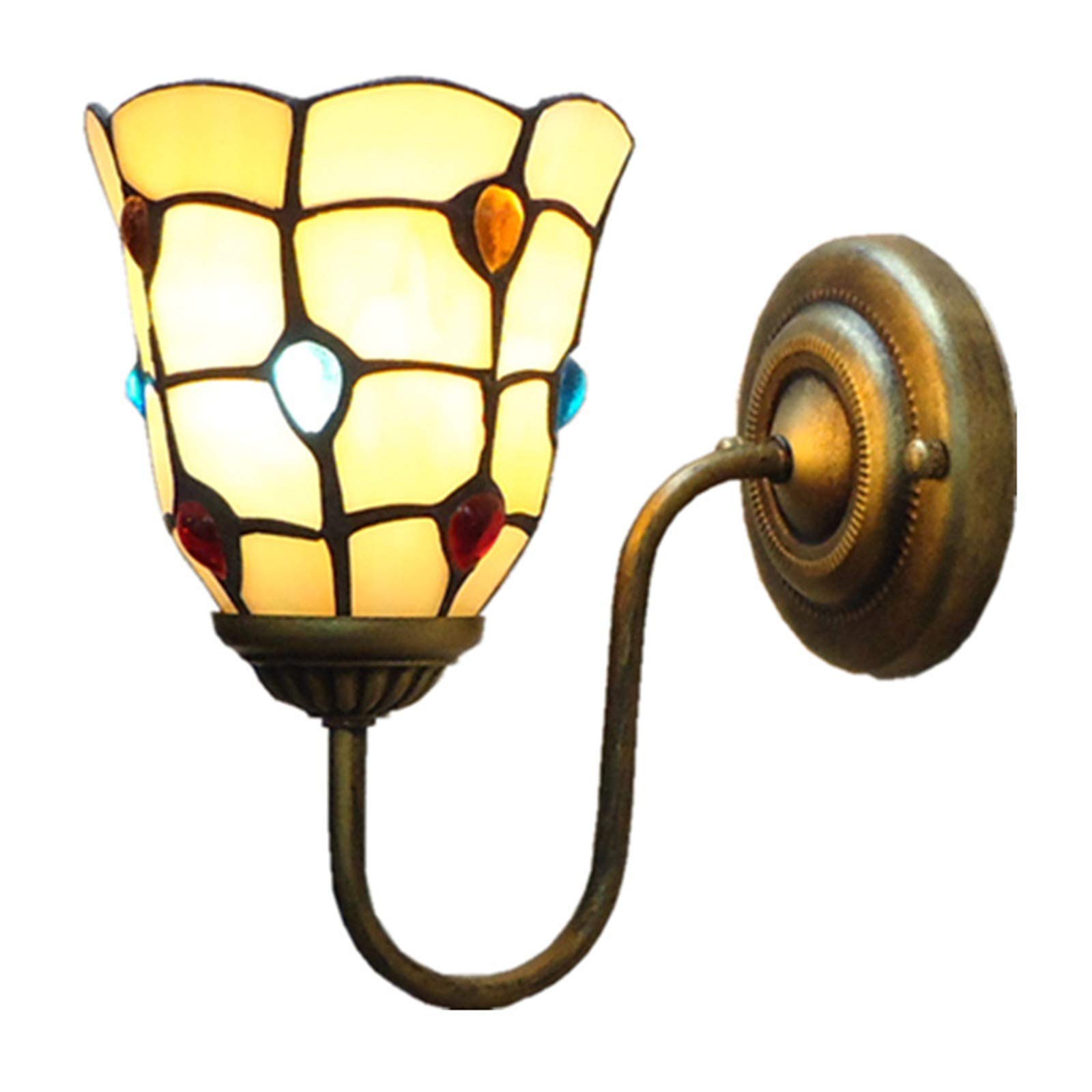 WXKAGF Stylowa kinkiet sypialnia oświetlenie do przedpokoju Retro kryty LED Light witraż klosz kinkiet oprawa Home Decor E27 dla House Bar restauracje kawiarnia