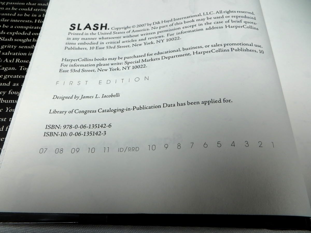 Slash Signed Autographed Hardcover Book Guns N' Roses 1st Ed. JSA