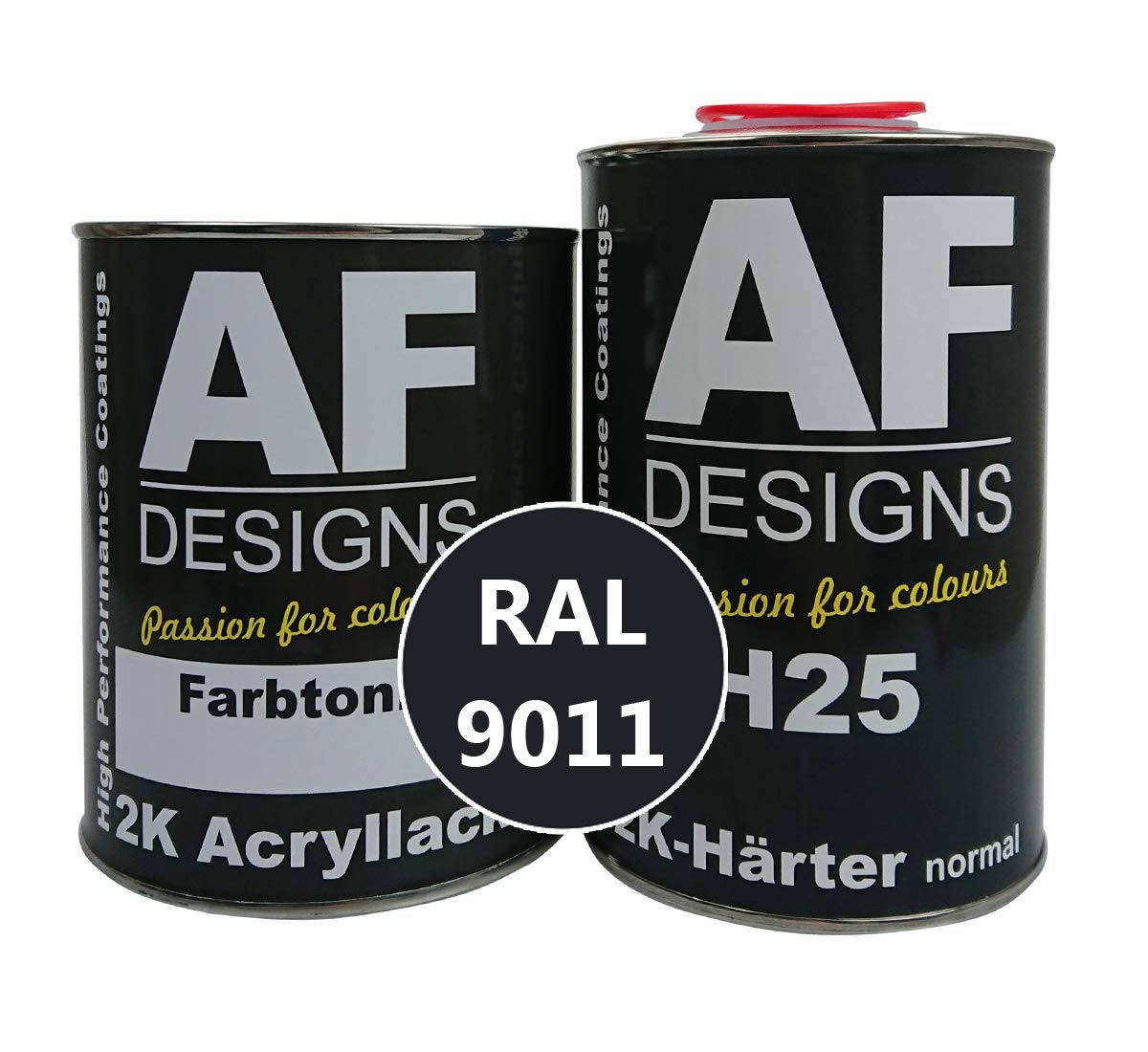 Alex Flittner Designs 2K akrylowy lakier samochodowy 1,5 kg zestaw RAL 9011 grafitowy czarny błyszczący z utwardzaczem
