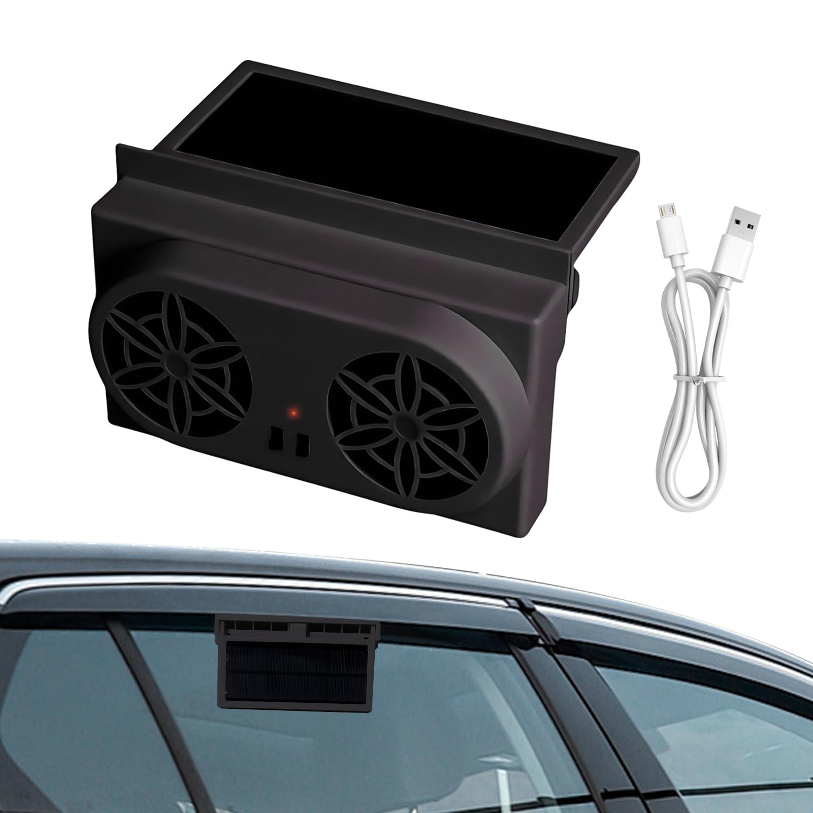 Générique Ventilateur Solaire Voiture, Ventilateur D'échappement Solaire pour Fenêtre de Voiture, Aeration Fenetre, Refroidissement Automatique Voitures pour SUV, RV, Été, Camion