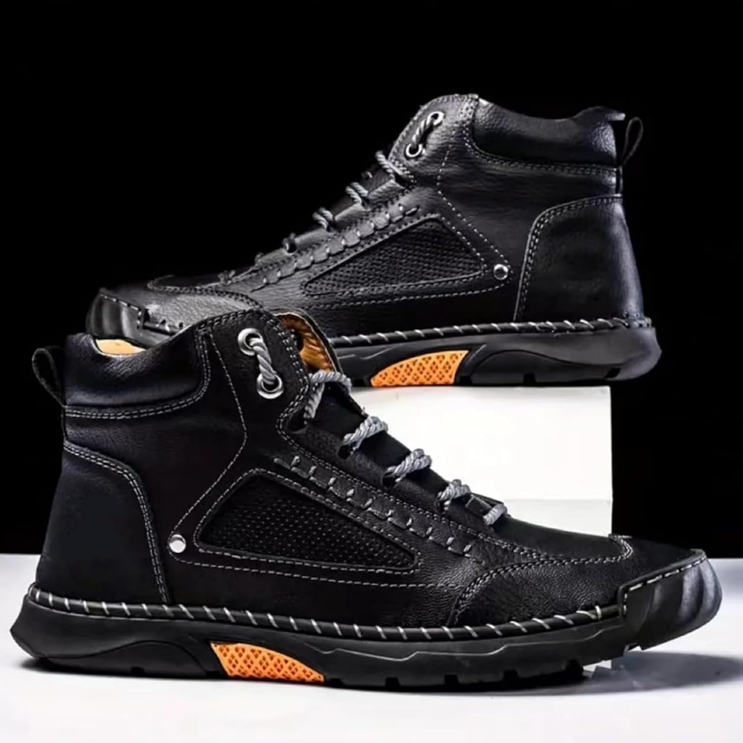 Men's Handmade Genuine Leather Orthopedic Comfortable Walking Boots Men's Comfortable Handmade Leather Boots – Waterproof, Arch Support, Spacious Toe Box Outdoor
