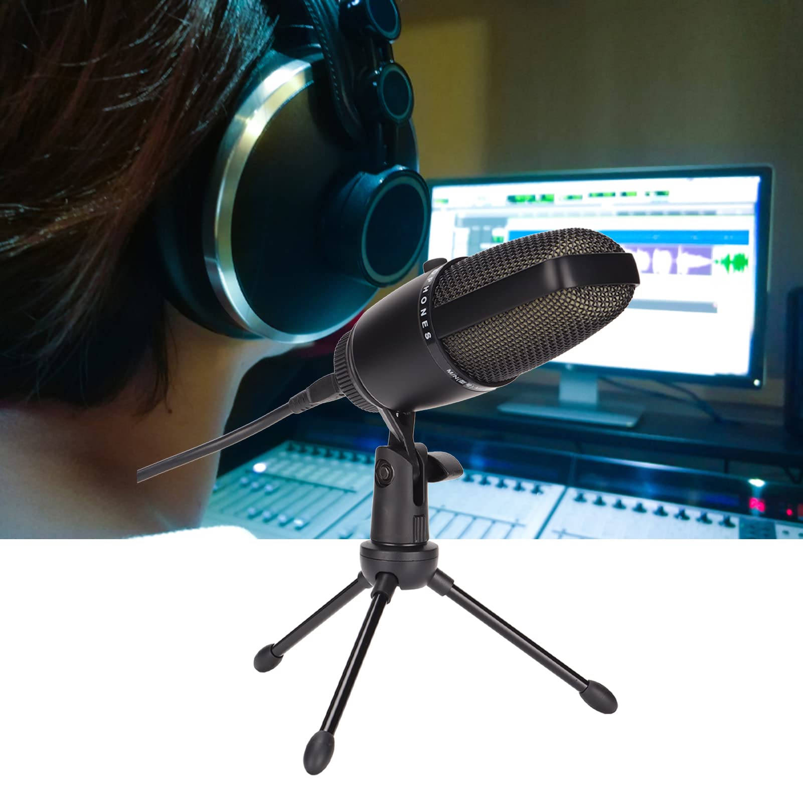 Mikrofon USB z redukcją szumów, przetwornik kardioidalny, Plug and Play, statyw ze stabilnym gniazdem 3,5 mm, świecący mikrofon RGB, mikrofon pojemnościowy do podcastów do nagrywania, gier