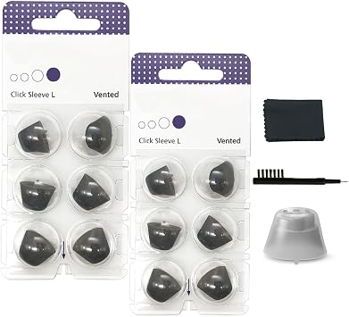 Click Sleeve Vented 2.0 Domes Compatible with Connexx Signia Rexton RIC MiniReceiver 2.0 Hearing Aids - Replacement Ear Domes Large