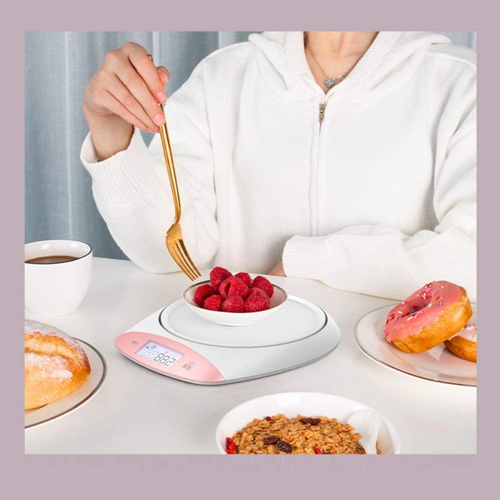 TAHALI Básculas de Cocina Báscula de Cocina de Alta precisión 5Kg / 0.1G Mini báscula electrónica for el hogar Báscula for Hornear con función Cero/Tara