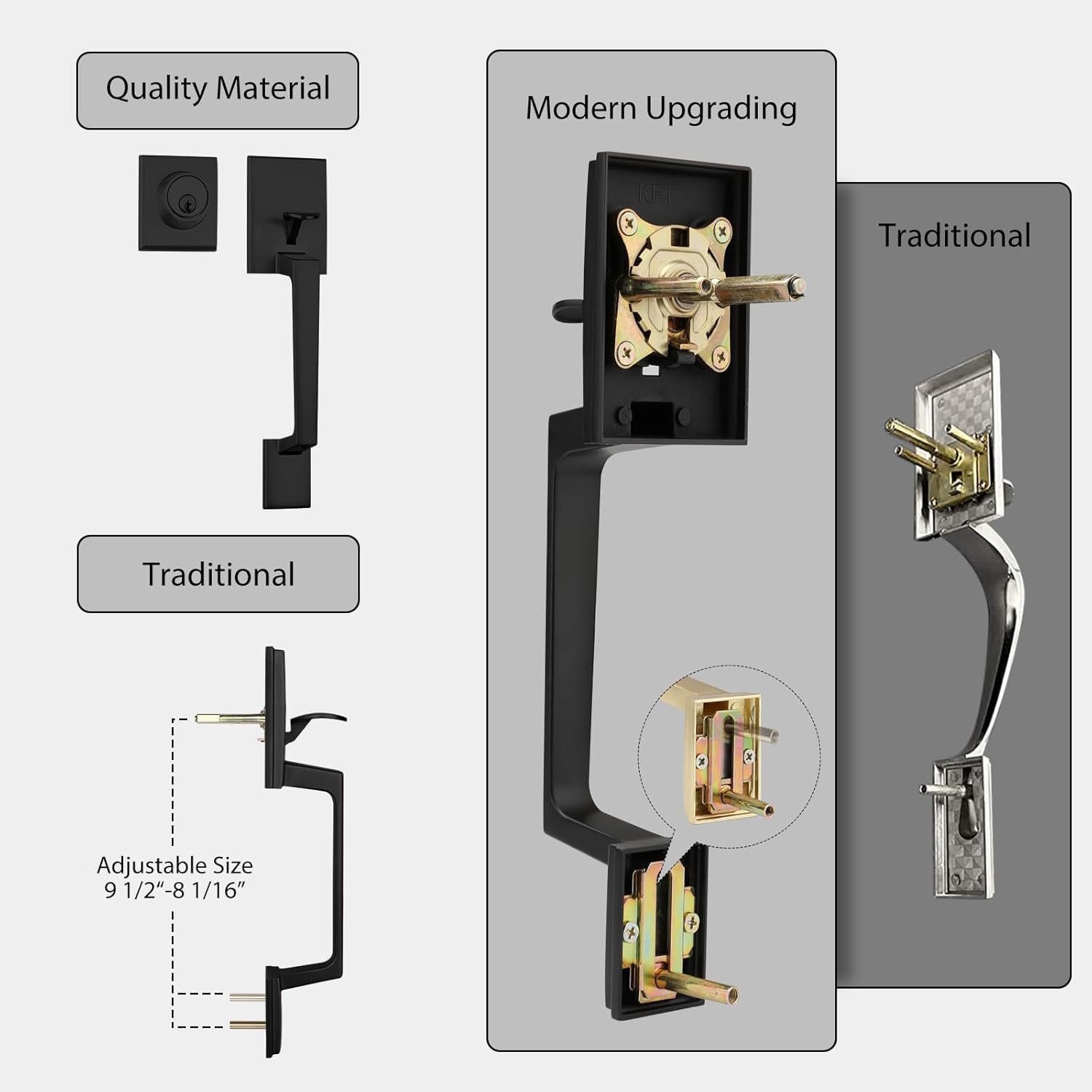 Haidms Oil Rubbed Bronze Front Door Handle and Deadbolt Set, Entry Door Handle and Deadbolt with Reversible Handle Lever,Front Door Lock Set, Door Handles and Locks