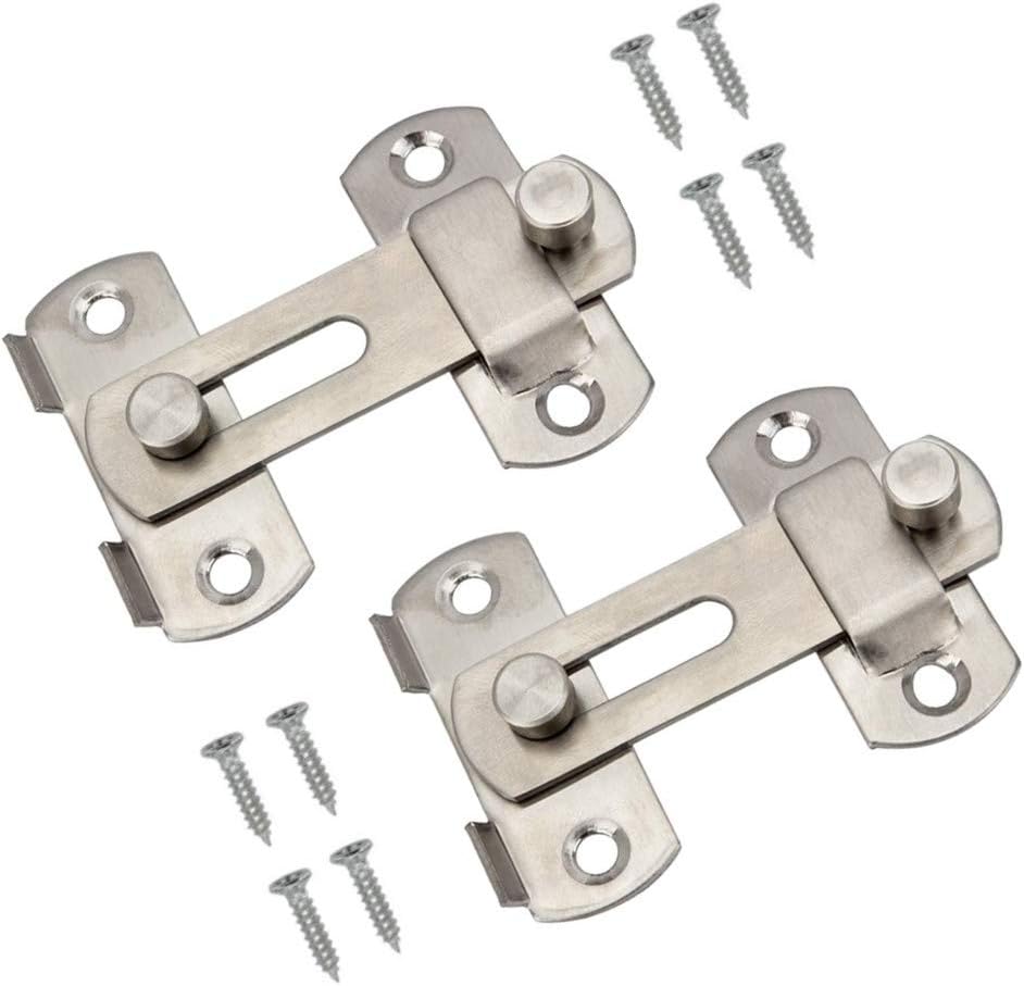 Loquet de porte coulissante Verrou,2 Pcs Loquet en Acier Inoxydable