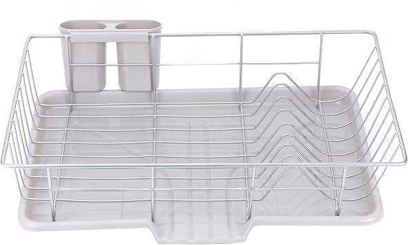 PetHot Large Dish Drainer Dish Drying Rack Metal Wire Cutlery Draining Holder Plate Rack Kitchen Sink