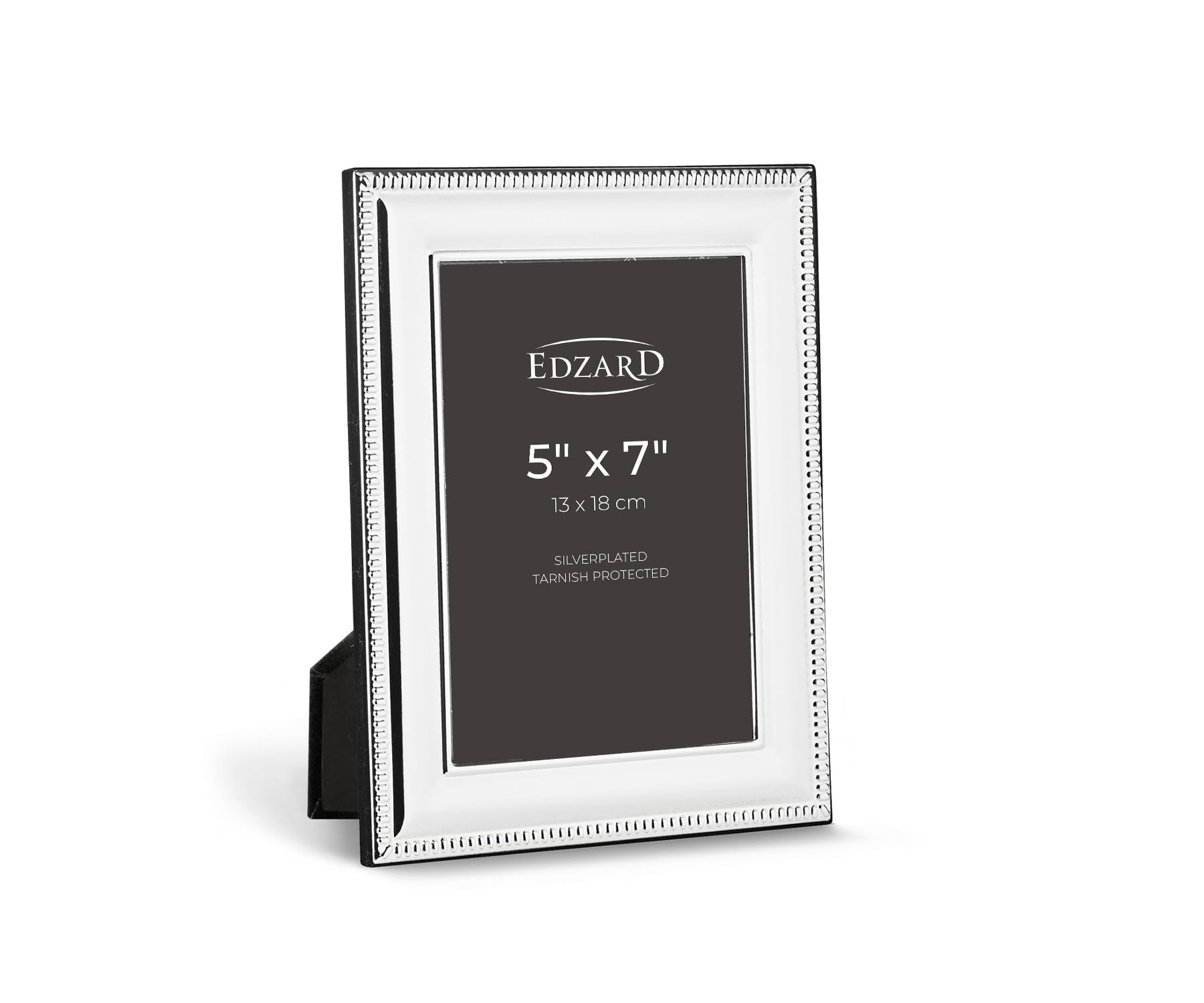 Edzard Silver Plated Photo Frame 5"X7" (13X18 Cm) Novara, Non-Tarnishing, High Gloss Finish, Real Glass Front & Premium Velvet Back, Portrait Or Landscape Display - Elegant Wedding Gift