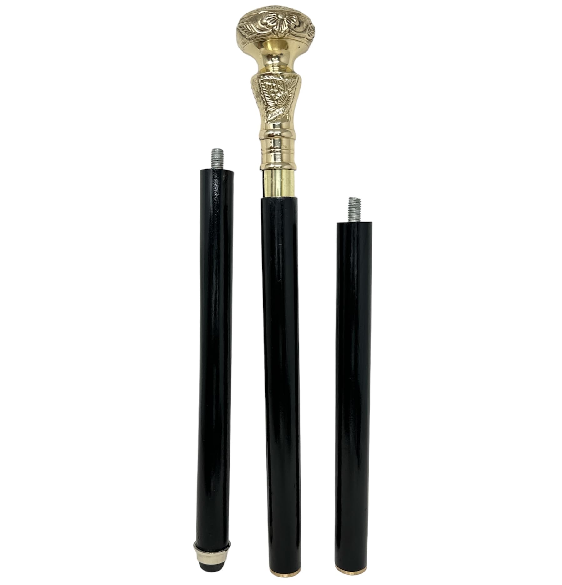 Vintage Victorian Style Walking Cane – Antique Brass Handle, Brown Wooden Stick, Handmade Adult Unisex