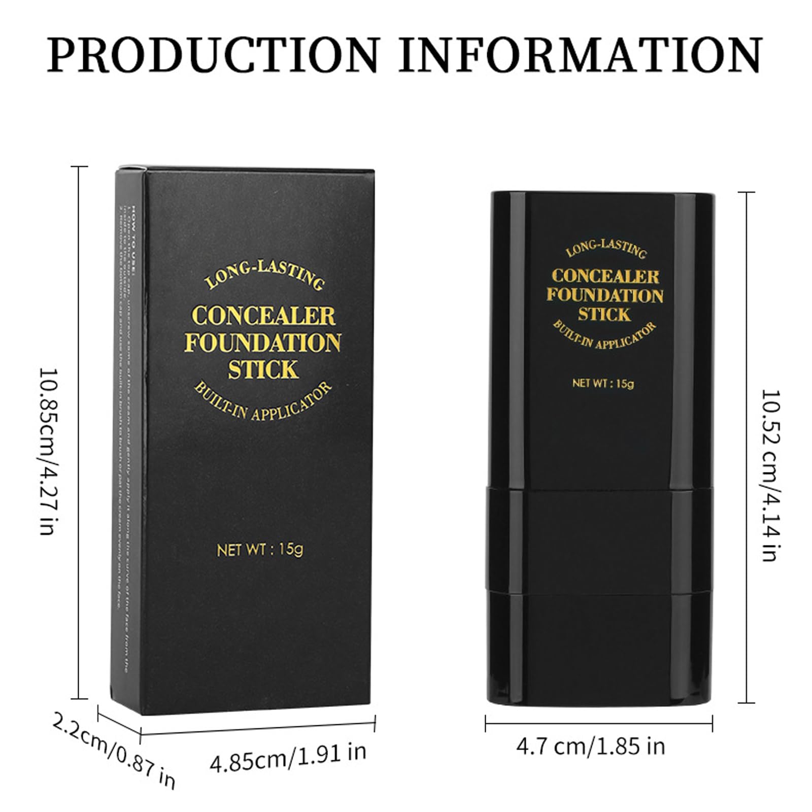 Face Foundation Stick, 2 in 1 Dual-Ended Long-Lasting Concealer Foundation Stick with Brush, Hydrating Contour Sticks Matte Korean foundation Full Coverage for Beauty Face Makeup (03#Light skin tone)