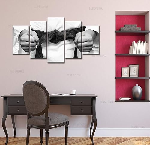 Miniatura 6 de Arte de pared de deportes de karate marcial, póster inspirador de Jiu Jitsu Taekwondo en blanco y negro, impresión en lienzo, decoración de karate,