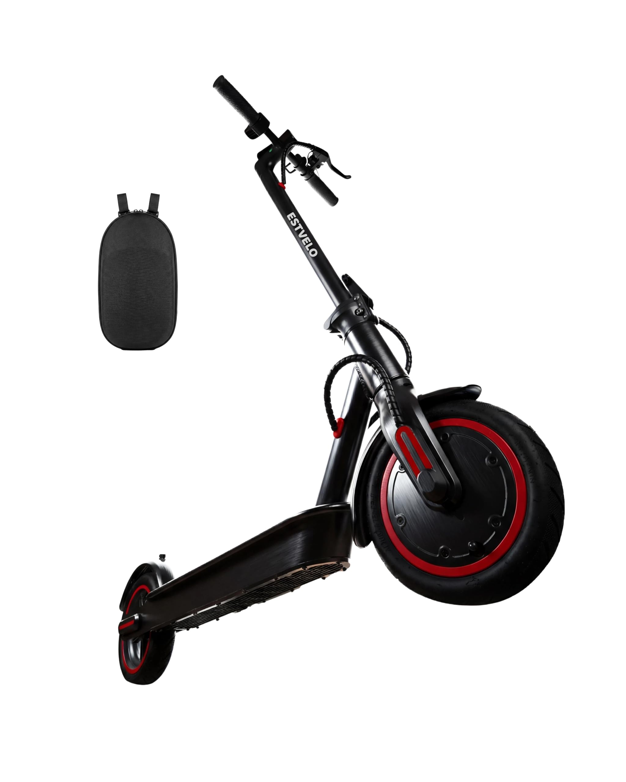 ESTVELO All-Terrain Tire Electric Scooter 8.5'' Pneumatic Tires,Dual Brake System Electric Scooter For Adults & Teens Up To 30km Autonomy, Maxload 120kg (500W-30KM+Bag)
