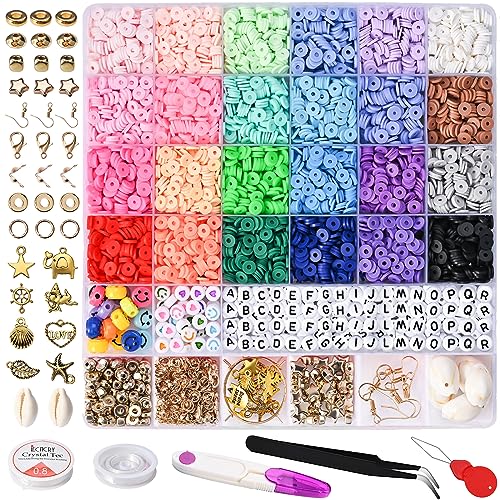 Kit de fabricación de perlas de arcilla para 6000 pulseras, collar de perlas de arcilla de...