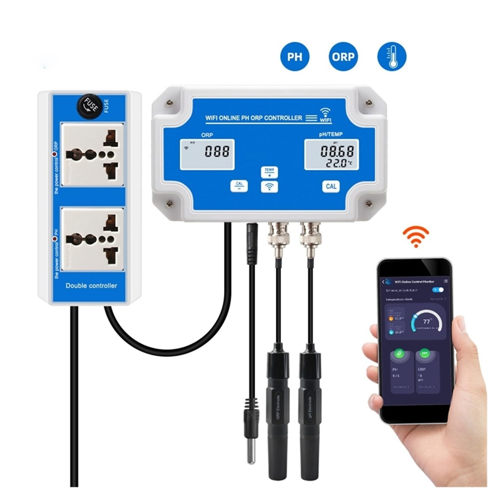 3-in-1-Wasserqualitätsdetektor PH/ORP/TEMP-Elektrode BNC-Sonde for Aquarium-Hydroponik-Monitor