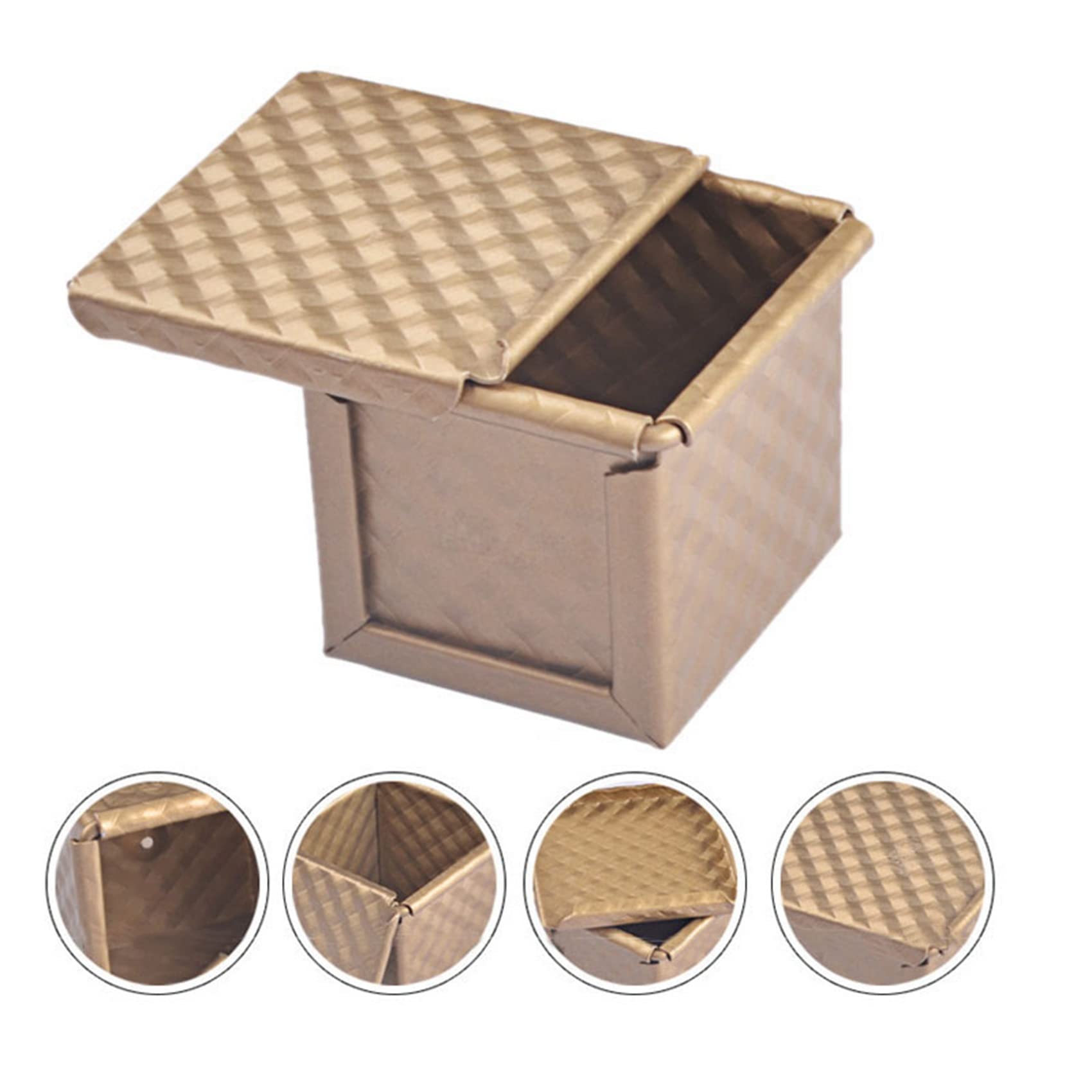 Juego de 6 moldes cuadrados para pan con tapa, antiadherentes para tostadas y pan