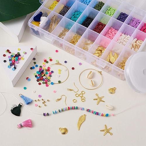 Miniatura 4 de Mega Pet 3000 piezas/caja colorida plana redonda hecha a mano arcilla de polímero heishi perlas 0.157 in juego de fabricación de pendientes sueltos