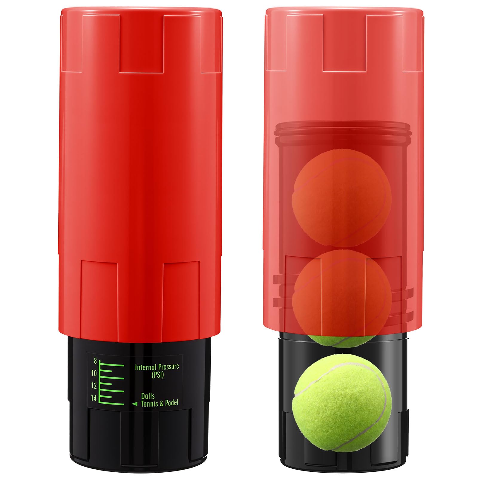 Soulchen 1 Pack Tennis Ball Pressurizer for 3 Balls, 14 Psi,Red