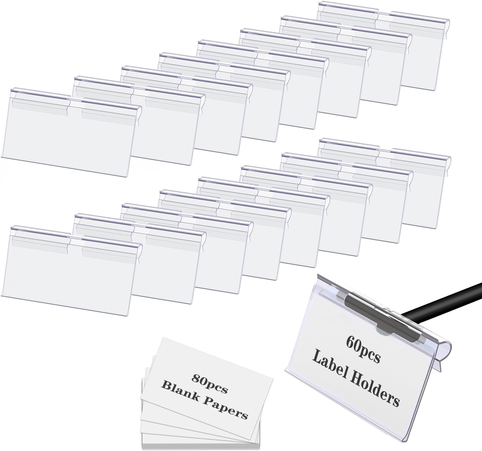 Storage Bin Labels Clip On,60PCS Clear Plastic Bin Labels