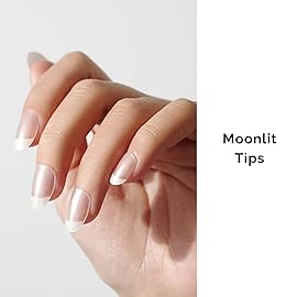 Semi Cured Gel Nail Strips - NAILOG 34 Pcs French Clear Gel Nail Stickers Extra Long Nail Wraps with Glossy Gel Finishing for Spring Summer, Moonlit Tips