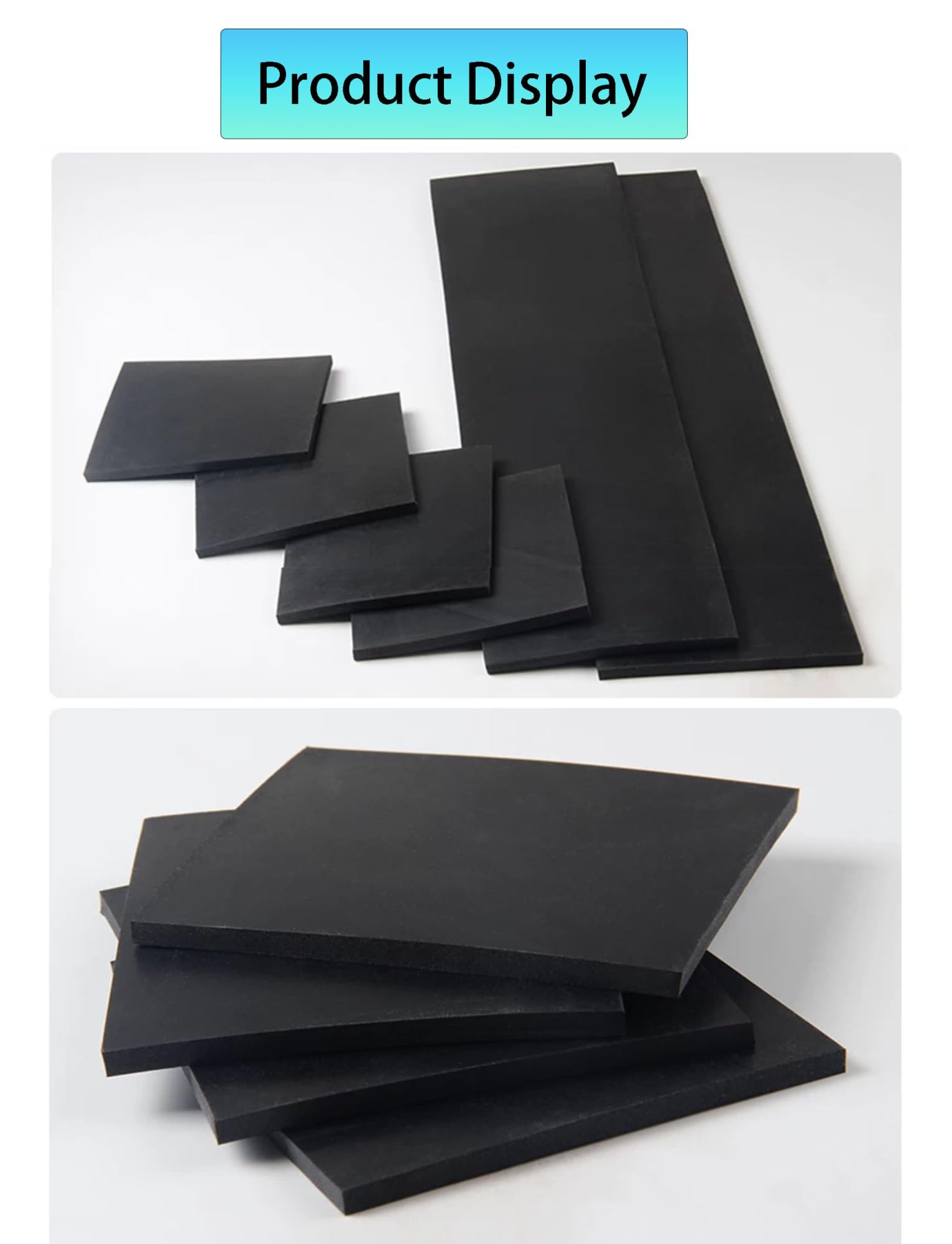 Tappetino Gomma Nero, Antiolio, Antiscivolo, Ammortizzante | Lamiera Gomma Flex 1-20mm, Anti-Vib, Impermeabile, Termoresistente, Pompe Valvole Guarnizioni(6mm-50x50cm/1.6x1.6ft)