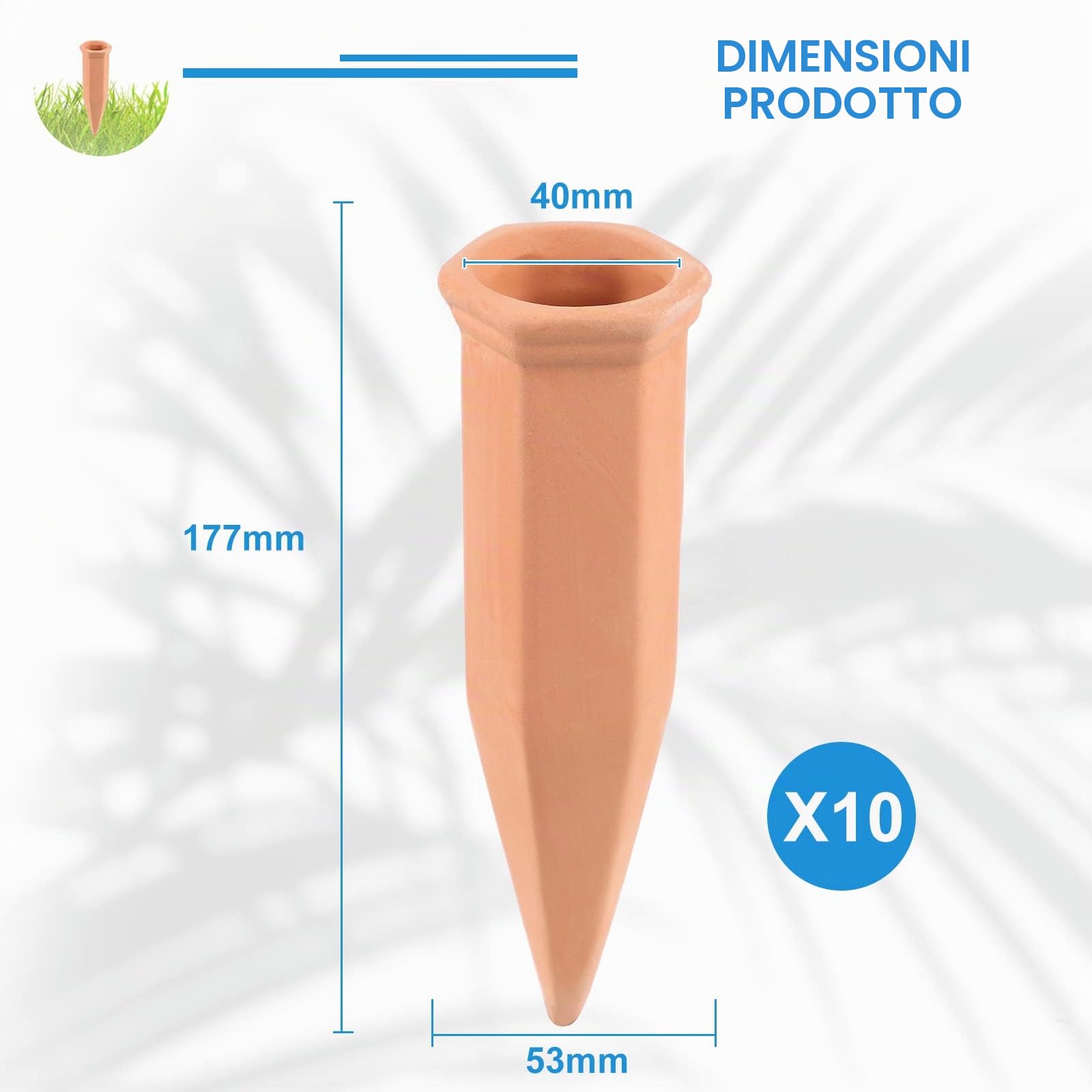 EXLECO 10 x 170ml Cono Irrigazione Argilla, Irrigazione Automatica Piante, Interni Lampadine Irrigazione Dispenser Acqua Piante Innaffiare Vacanza, Globo Ollas Terracotta per Vasi Orto All'aperto