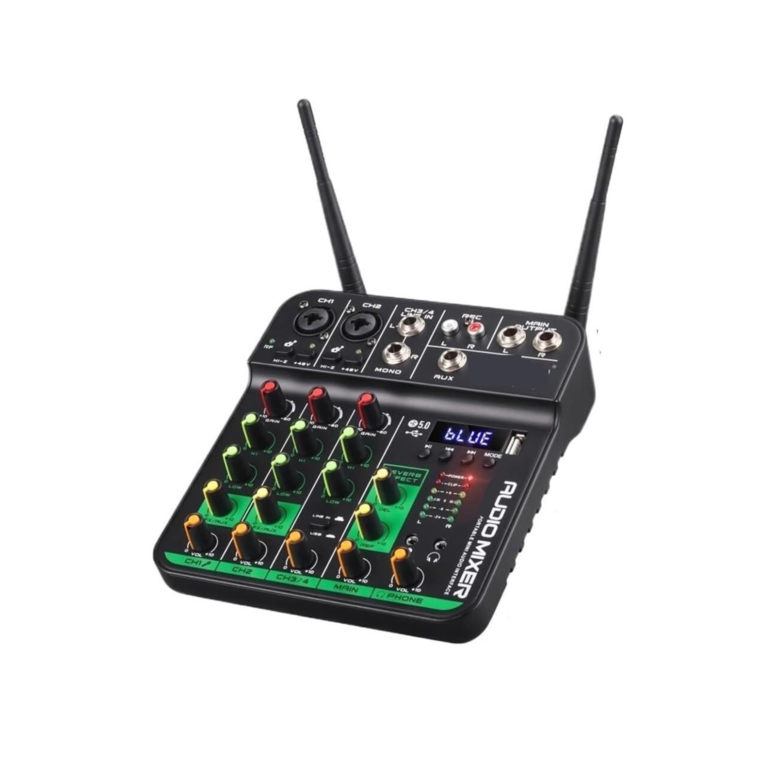 Console De Mixage UHF DJ Avec Carte Son, Microphone Sans Fil 5V, 2 Pièces