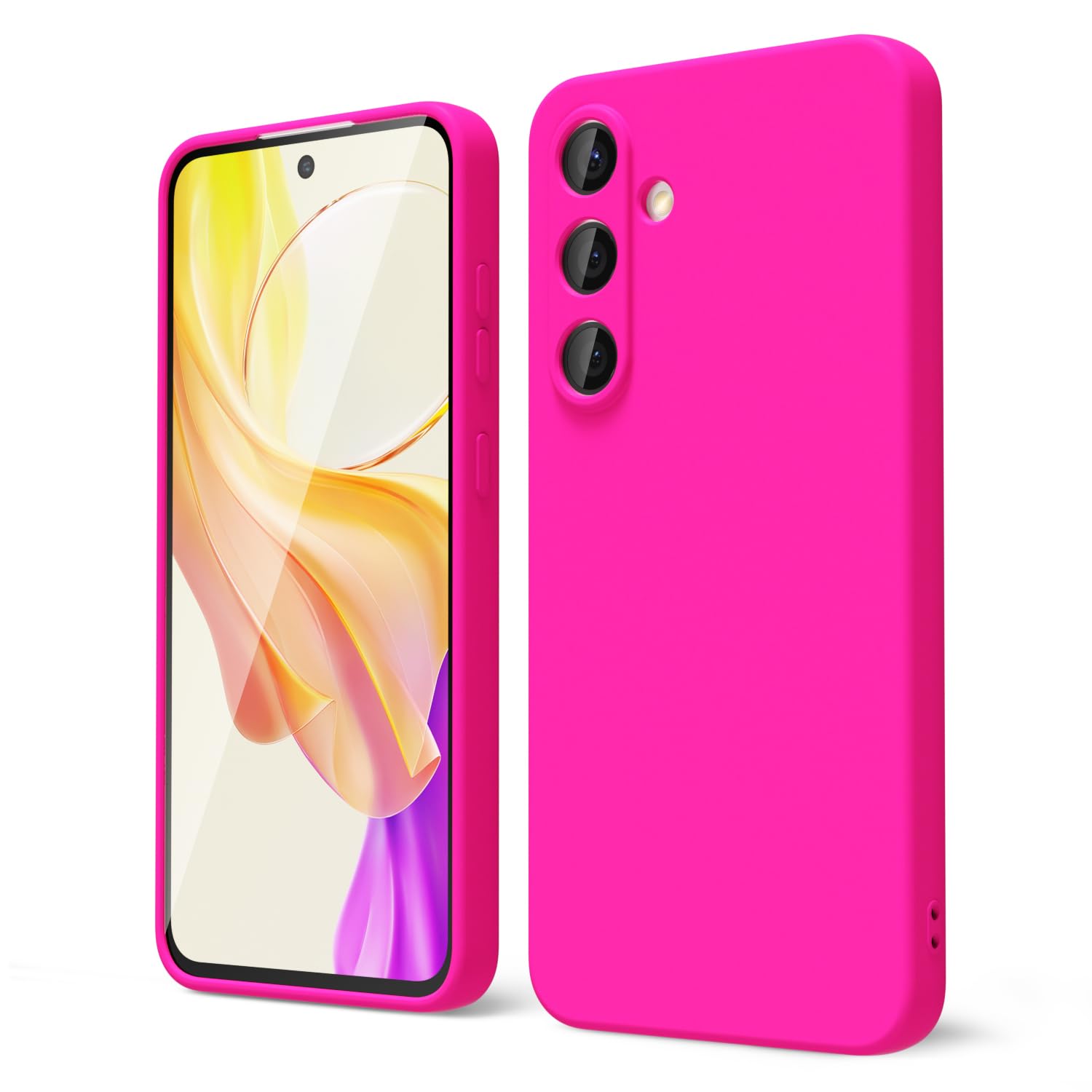 oakxco for Samsung Galaxy S24 Ultra Phone Case Liquid Silicone, Neon Bright Solid Color, Thin Slim Soft Rubber Gel Matte TPU Plain Simple Cover for Women Girl Cute, Hot Pink Fuchsia — view 54