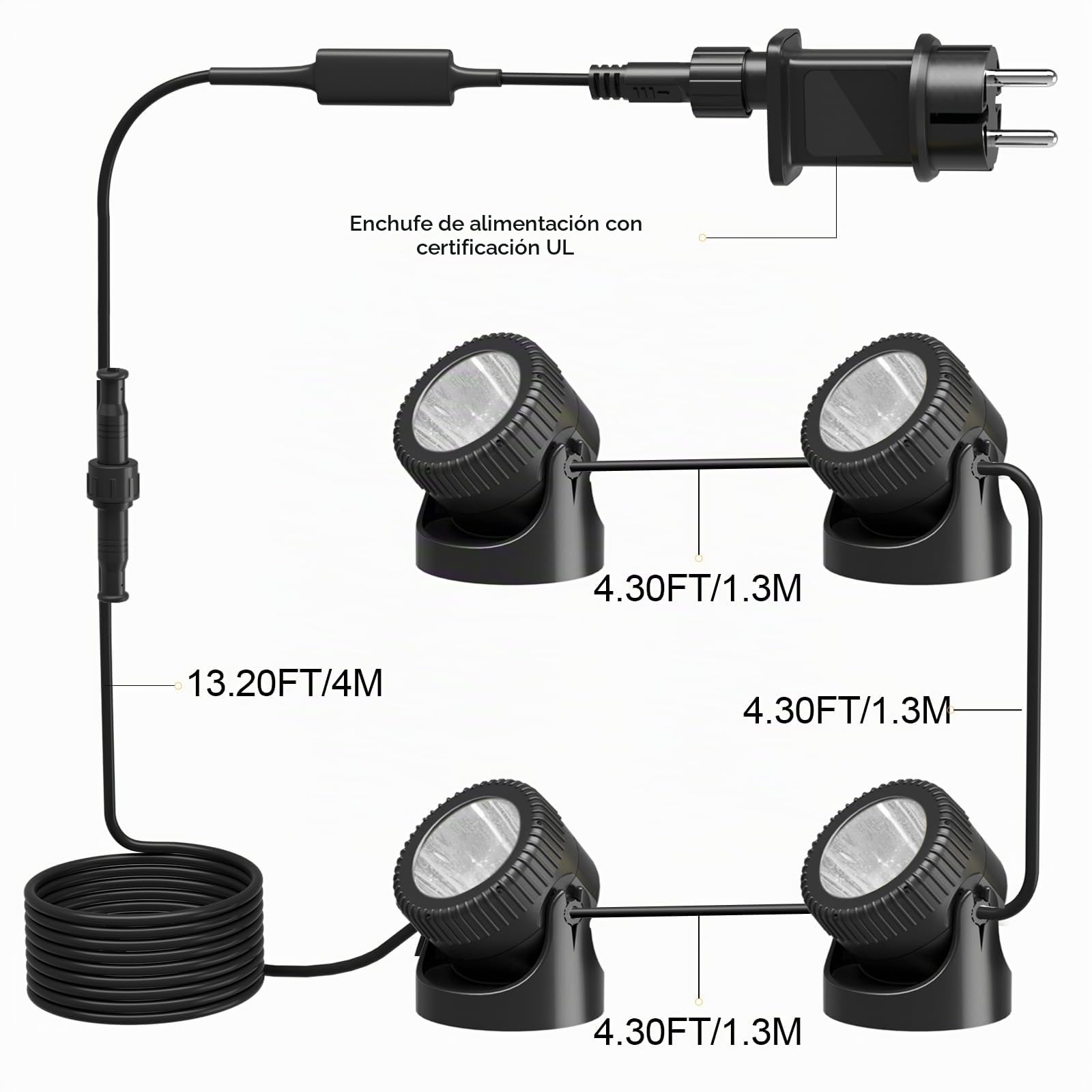 PChero Iluminación LED para estanque, bajo el agua, foco de iluminación subacuática, IP68, resistente al agua, para piscina, estanque, jardín, árbol, interior y exterior