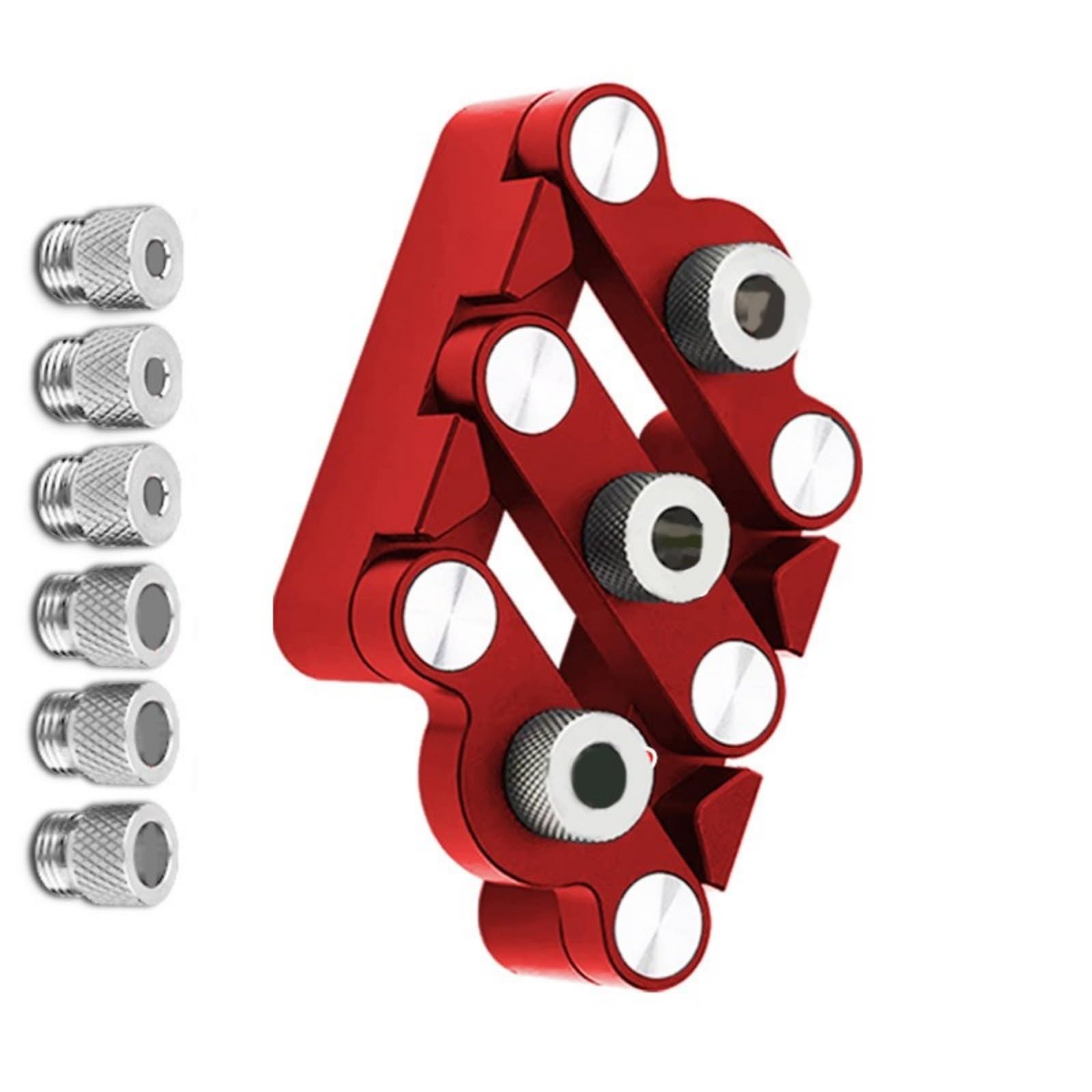 Newft A Self-Centering Wood Drill Jig, Luminum Lloy Multi-Hole Dowel Gauge For Lignment & Positioning Djustable Wood Drilling Guide