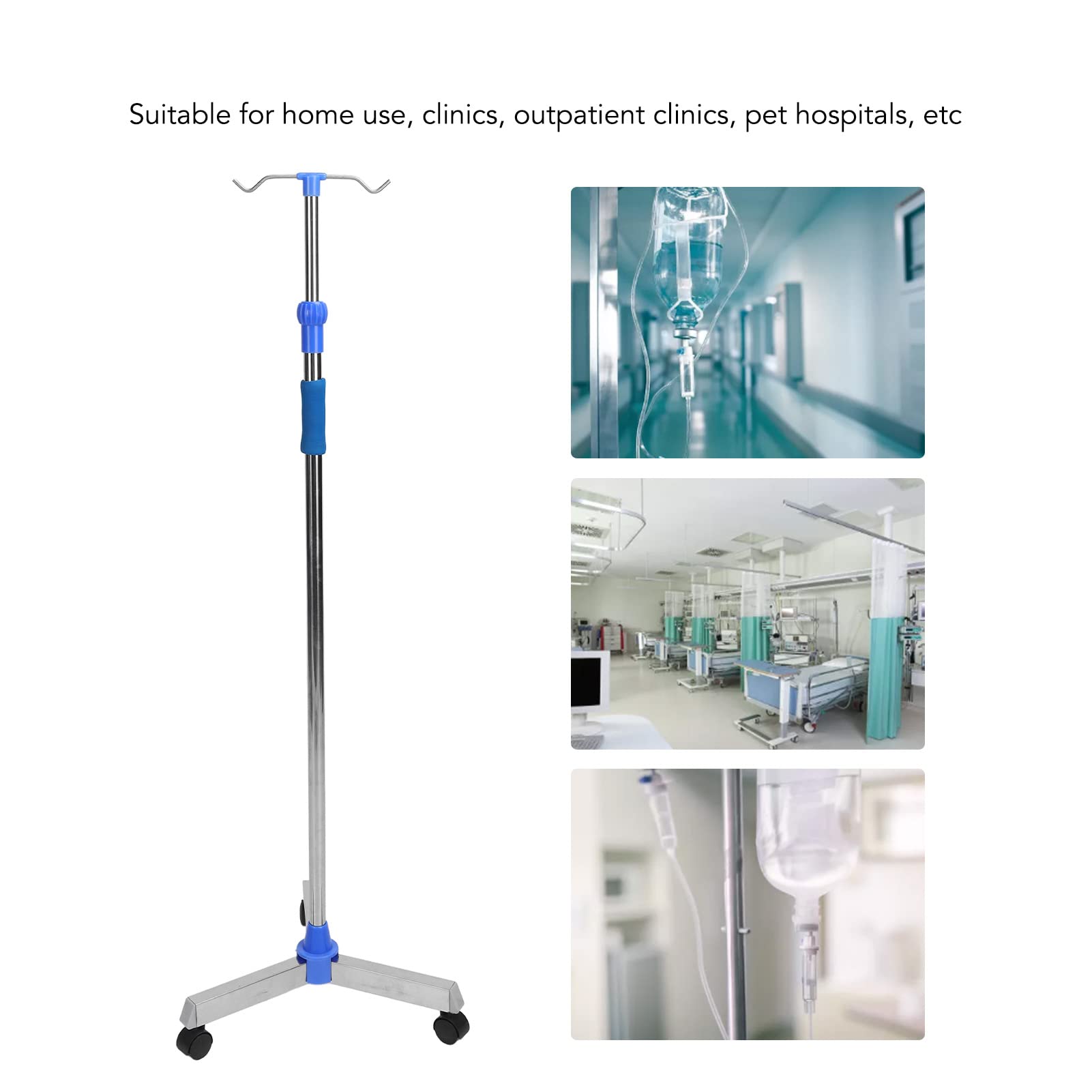 2 Ganci per Flebo Supporto per Asta per Flebo, Asta di Supporto per Aste per Flebo Supporto per Borsa per Flebo Portatile Supporto per Asta per Flebo Pieghevole Supporto Pavimento Regolabile in