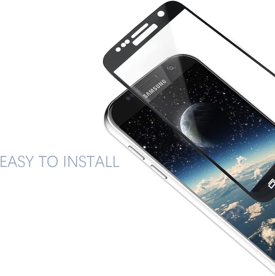 Screen Protector for Galaxy S7 3D Tempered Glass Cover HD Impact Resistant Full Cover for Samsung Galaxy S7 0.3mm Ultra Thickness Easy for Beginner with Install Tool Kit Privacy Screen Coverage