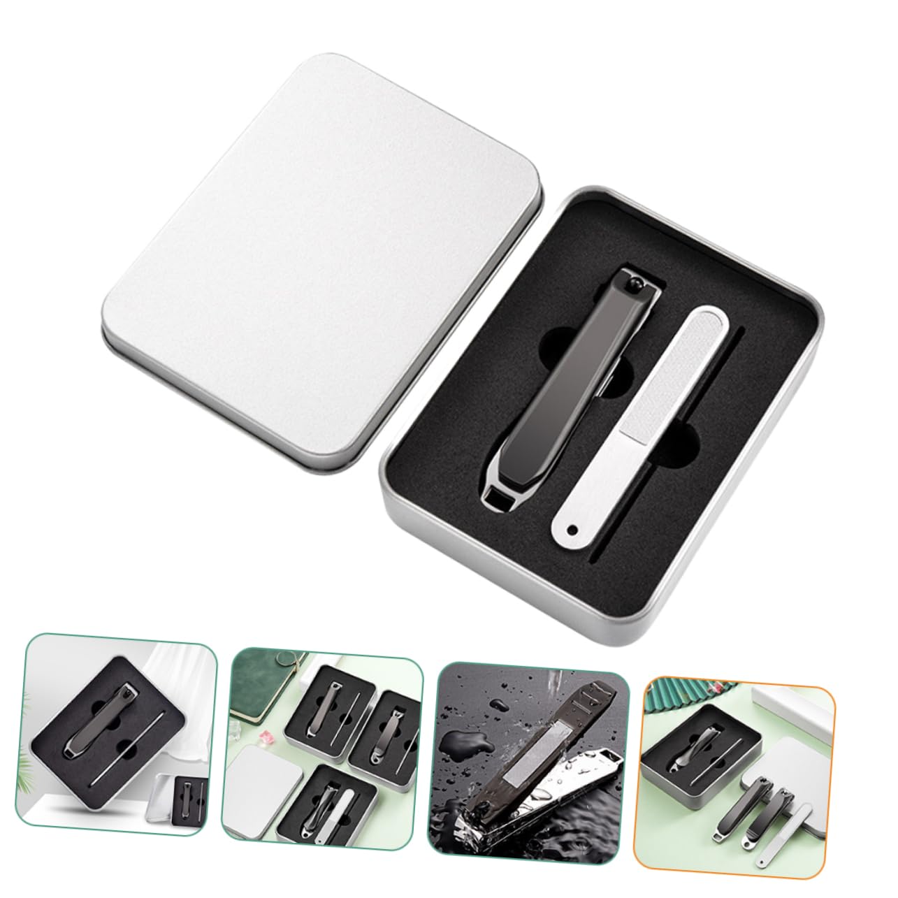 Healvian Pedicure Tools Kit 4pc Nail Clipper Set Nail Cutter File Comfortable to Hold Rust-proof for Home Use