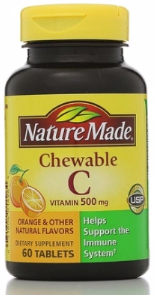 Nature Made Vitamin C 500 mg Chewable Tablets, Orange 60 ea (Pack of 5)