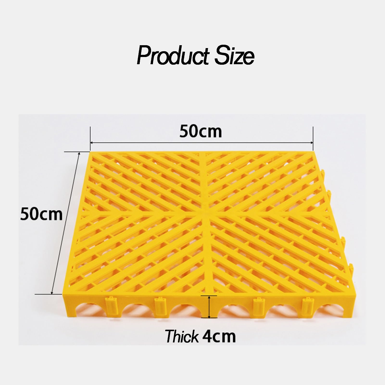 Modular Interlocking Mats PVC Modular Garage Floor Tiles Rubber Floor Drain Holes Non-Slip Splicing Drainage Mats for Indoor and Outdoor Use(Blue,50x50x4CM-4piece)