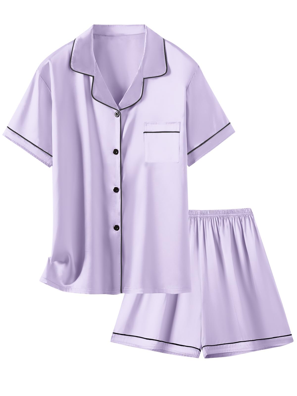 Girls &amp; Womens Satin Pajamas Set, Silk Button-Down Sleepwear 2 Piece Nightwear, 3 Years - Women XXL